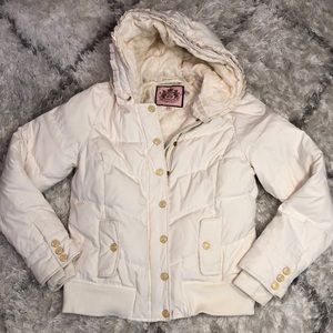 Juicy couture cream puffer ski winter coat M or 6